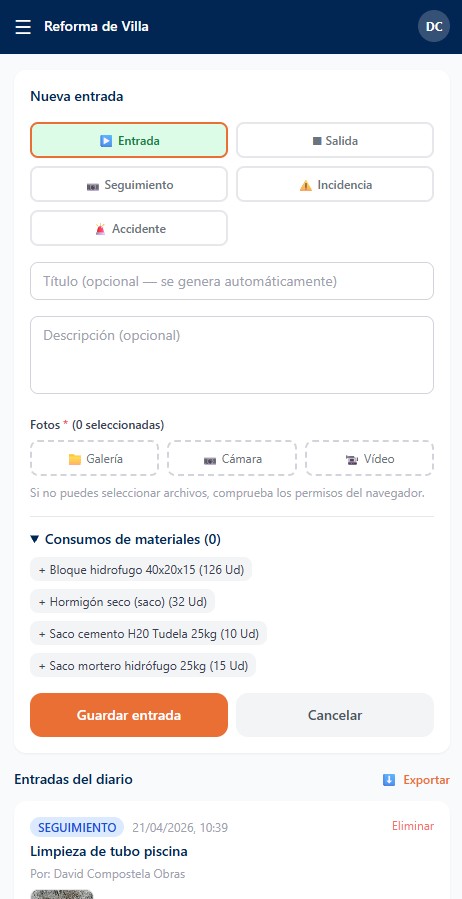 Diario de obra